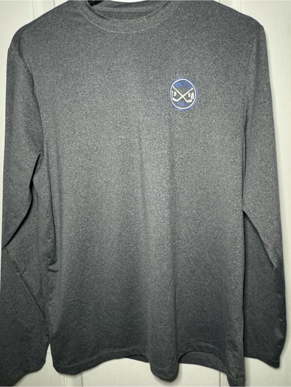 Vineyard Vines Charcoal Gray Long Sleeve Tee with Blue Chest Crest